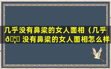 几乎没有鼻梁的女人面相（几乎 🦉 没有鼻梁的女人面相怎么样 🐼 ）